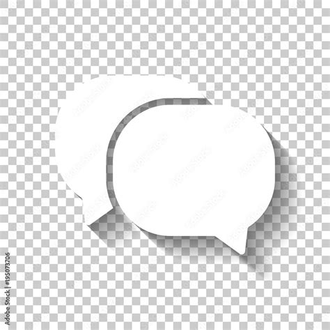 Chat Icon White Icon With Shadow On Transparent Background Stock