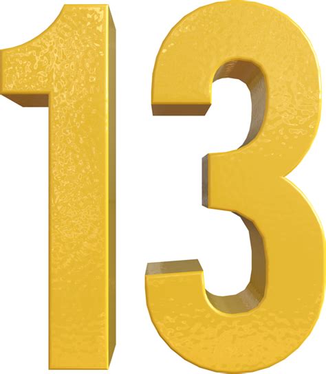 Number 13 Yellow Metal Paint 3D Render 16653025 PNG