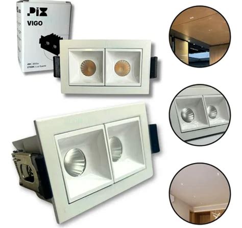 Kit 2x Luminária Spot Embutir Vigo 4w Duplo Recuado 2700k 110v/220v ...