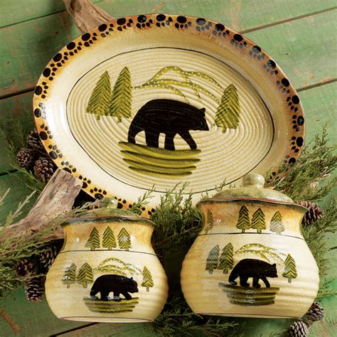 Rustic Wildlife Dinnerware Sets With Moose And Bear Designs Black