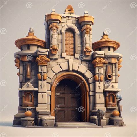 Postmodern Architecture 3d Model of Medieval Entrance Gate for Cartoon ...