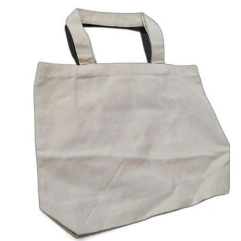 Plain Handled Off White Cotton Loop Handle Carry Bag 4 Kg Size