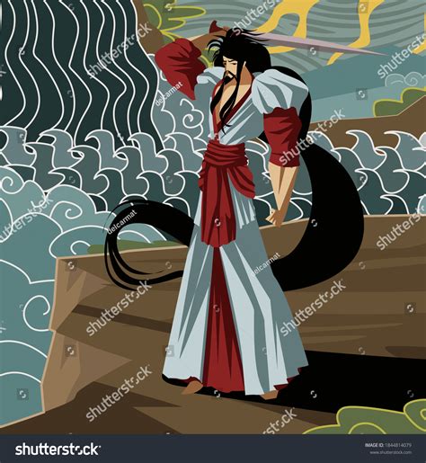 Susanoo Shinto God Storm Sea Kusanagi Stock Vector (Royalty Free ...