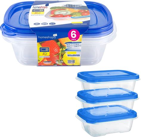 HOMESHOPA Food Storage Containers 4 Pack Rectangular BPA Free Plastic