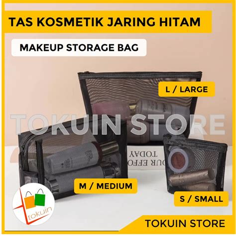 Jual Tas Kosmetik Make Up Jaring Transparan Travel Wash Bag Pouch