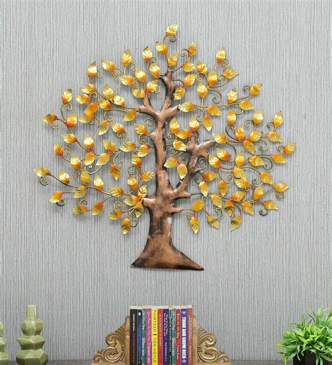 Buy Wrought Iron Decorative Tree Wall Art In Gold By B K Exports Online