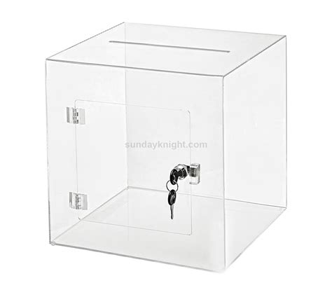 Custom Acrylic Box With Lock And Hinged Lid Perspex Lock Box