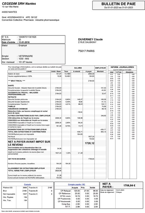 Exemple Fiche De Paie Et Mod Le Bulletin De Salaire D Taill