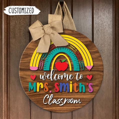 Personalized Teacher Door Sign Teacher Door Hanger Teacher Etsy