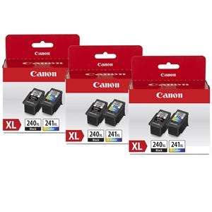 Canon 3 Pack PG 240 XL Black CL 241 XL Color Ink Cartridge Value Pack