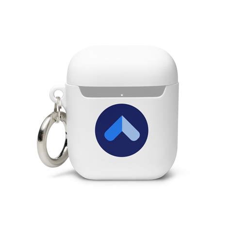 White AirPods case with blue MEDDICC logos