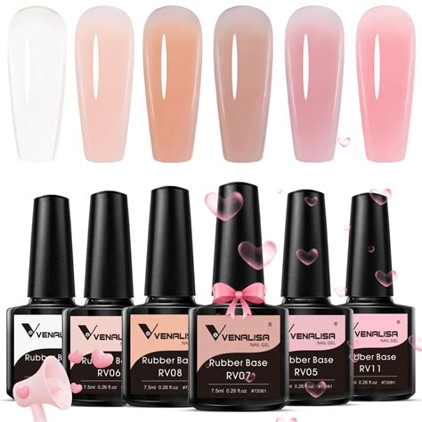 VENALISA 3 In 1 Rubber Base Gel For Nails 6 Colors Jelly Gel Nail Polish Set Nude Pink Neutral