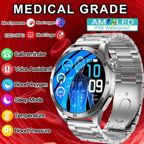 Reloj Inteligente ECG PPG De Grado M Dico Para Hombre Pulsera Con