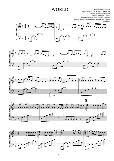 Seventeen World By Lunar Piano Sheet Music