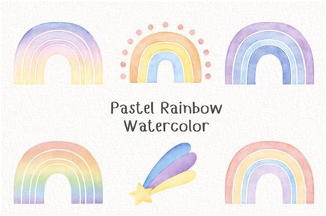 Pastel Rainbow Watercolor Clipart Graphic by tinaxarts · Creative Fabrica