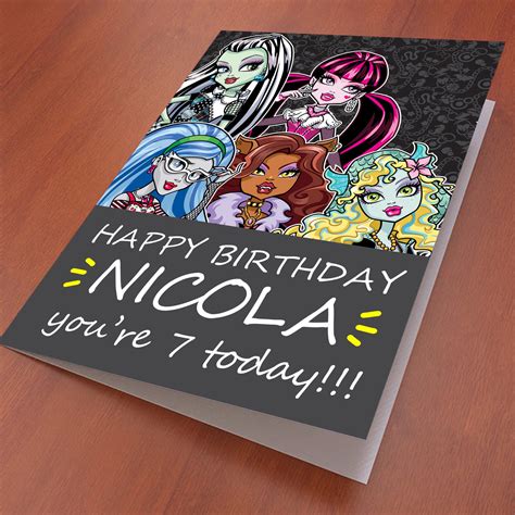 Monster High Birthday Card Professionally Printed And Personalised To