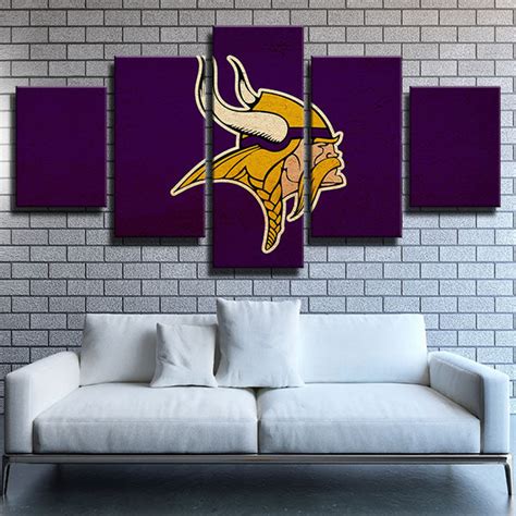 Minnesota Vikings Purple Paper Emblem Canvas Wall Art - Pencil Canvas