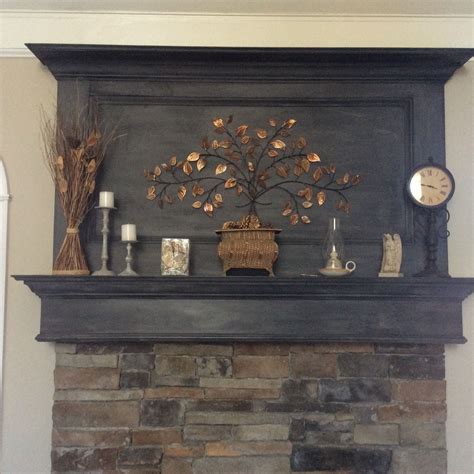 Mantel Painted With Rust Oleum Chalked Paint In Charcoal Then Dry