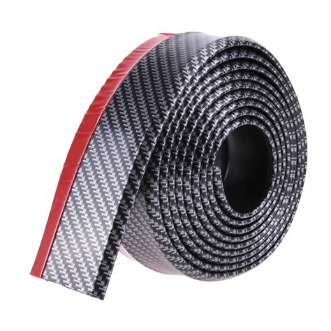 M Cm Carbon Fiber Rubber Car Bumper Strip Black Soft Rubber Outside