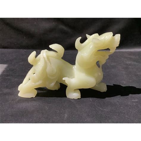 ARTIST STAMPED WHITE JADE CHINESE DRAGON SCULPTURE