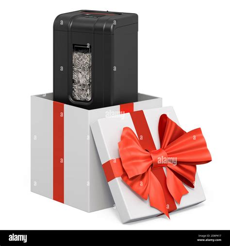 Paper Shredder Inside T Box Present Concept 3d Rendering Isolated