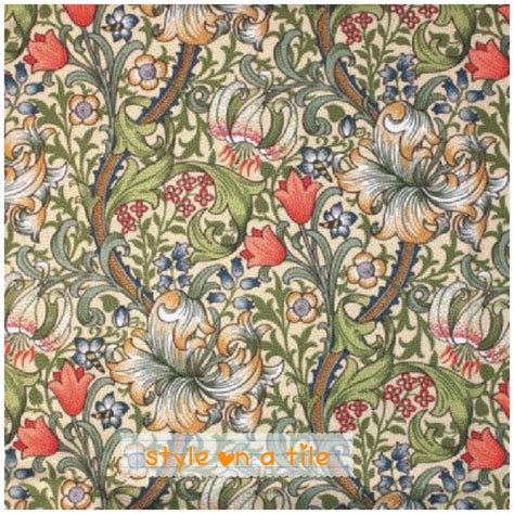 Lovely William Morris Golden Lily flower design chinchilla