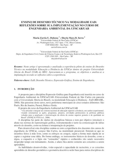 Pdf Ensino De Desenho T Cnico Na Modalidade Ead Unidade