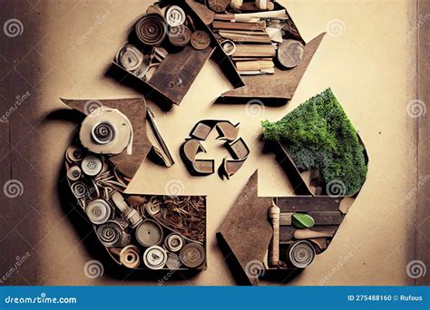 Green Recycle Icon Eco Papercut Nature Concept Stock Illustration