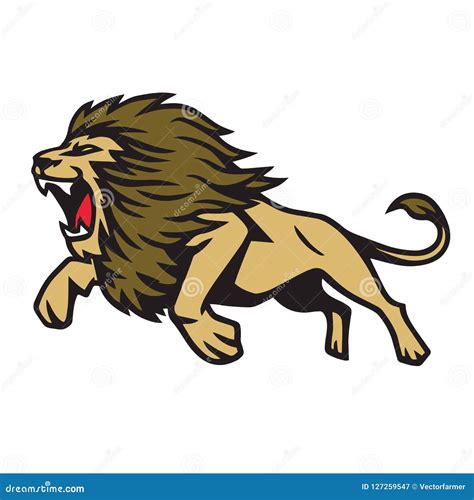 Lion Jump Cartoon Vector Logo Mascot Design Illustration Stock Vector