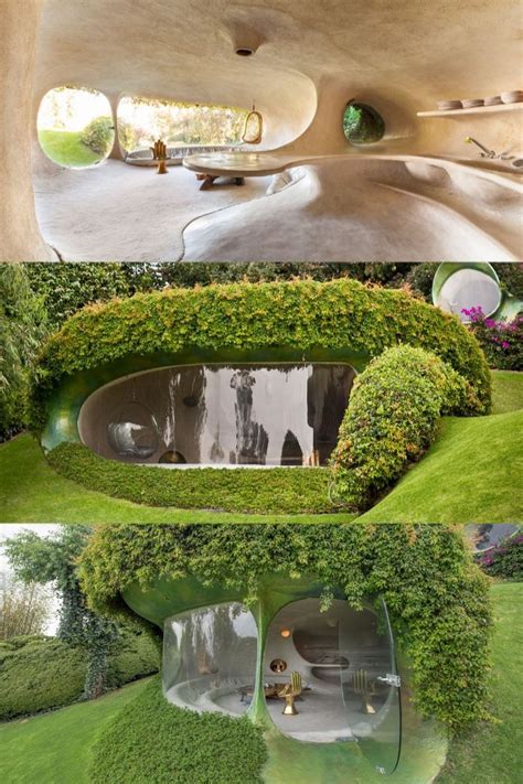 An Unusual House That Looks Like It Has Been Built Into The Ground And