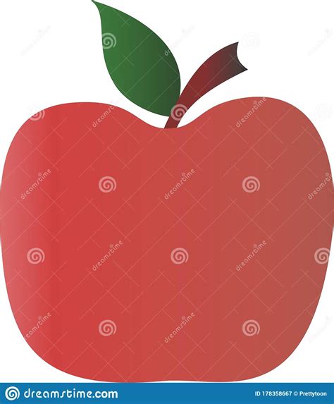 Vector Fruit Red Apple With Green Leaf Stock Vector Illustration Of