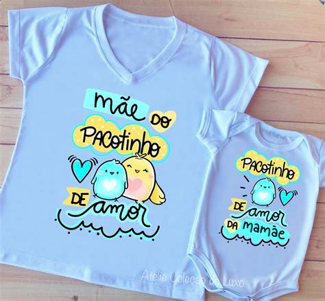 Tshirt e Body Pacotinho de Amor da Mamãe Bebe Menino Elo7