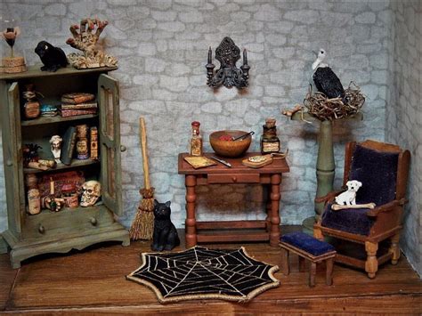 Dollhouse Miniature Witch Room Filled Ooak Haunted Halloween Lot