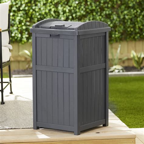 Suncast Trashcan Hideaway 31.5-Inch Tall Outdoor 30 Gallon Durable ...