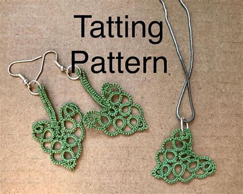 PDF Tatting Pattern Alocasia Leaf Earrings And Pendant Etsy Tatting