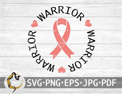 Endometrial Cancer Warrior Svg Ribbon Peach Svg Endometrial Cancer