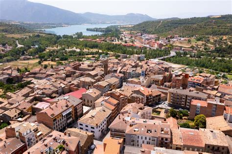 Aerial Cityscape Of City Puebla De Segur Spain Stock Photo Image Of