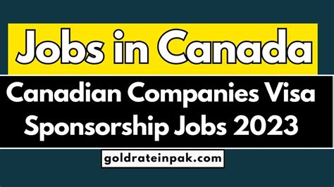 Canadian Companies Visa Sponsorship Jobs 2023 Apply Now