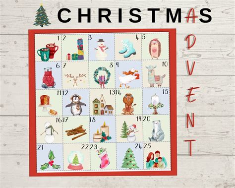 Christmas Advent Calendar 2023 Printable PDF Number Advent - Etsy