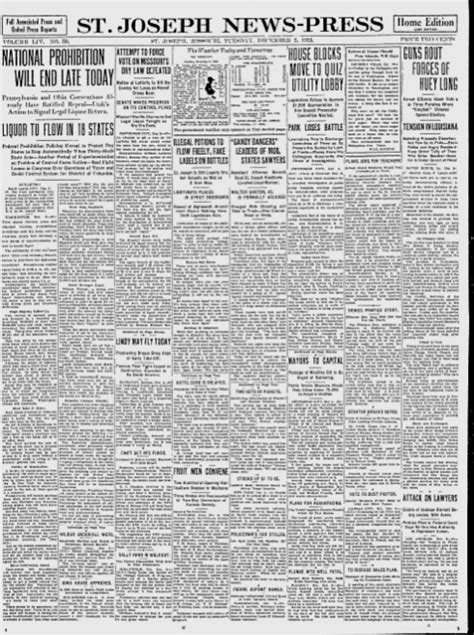 Prohibition 1920s Newspaper