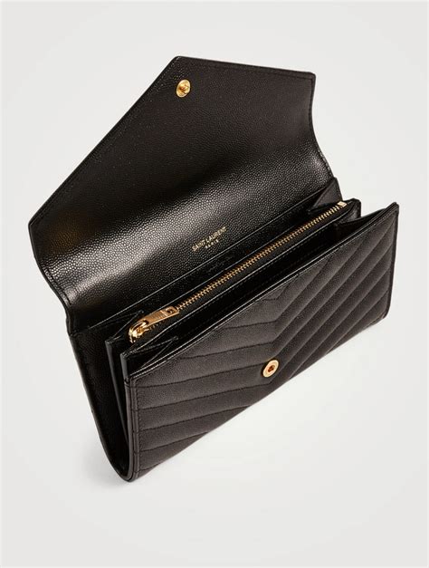 SAINT LAURENT Large YSL Monogram Leather Envelope Flap Wallet Holt