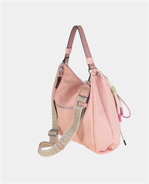 Bolso De Hombro Stylo Hobo De Un Asa Color Nude En Pu Grabado Efecto