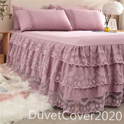 Dusty Pink Bed Skirt Queenlace Bed Skirtsbedskirts Queenbed Etsy