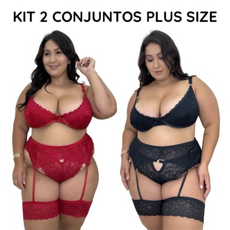 Kit Conjuntos De Lingerie Plus Size Cinta Liga E Perneira Suti Refor Ado Sem Bojo Aro
