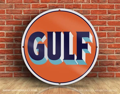 Gulf Petroliana Vintage Reproduction Gas Station Sign 23 5 Round DIBOND