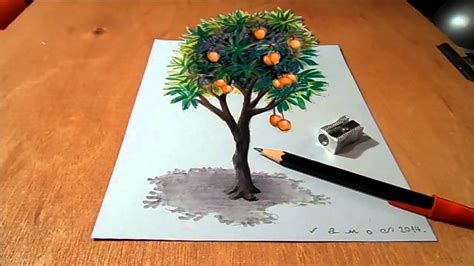 How To Draw A 3d Tree Easy Youtube