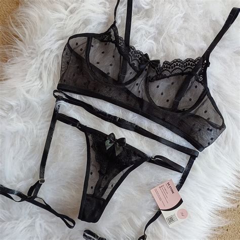 Conjunto Lingerie Sedu O Tule Rendado Preto Sabrinaamarastore