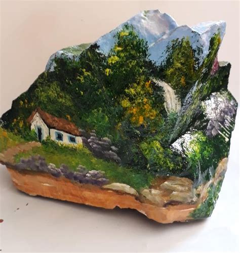 Pin van Popi Trygoni op painted stones houses and buildings 2