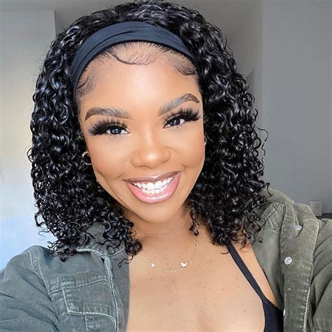 Headband Wig Deep Wave Shoulder Length Wig Tinashehair