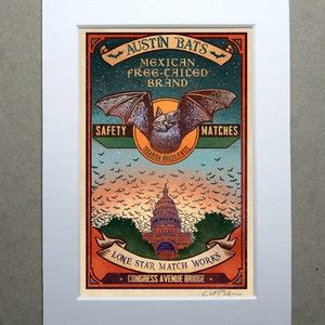 Austin Bats Matchbox Art X Matted Signed Print Etsy